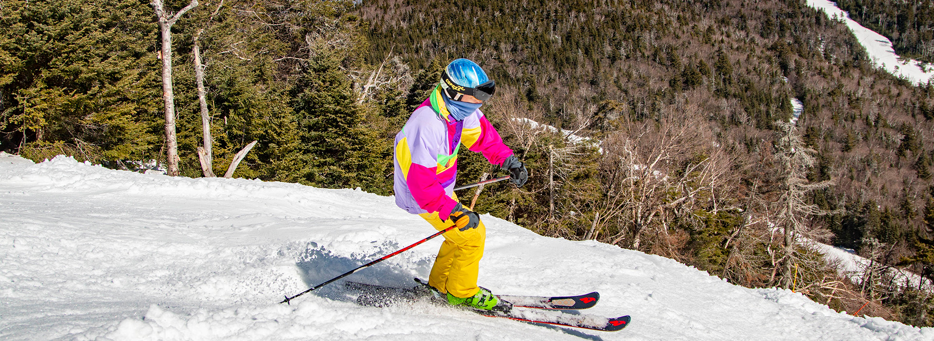 Skier at Gore Mountain in spring