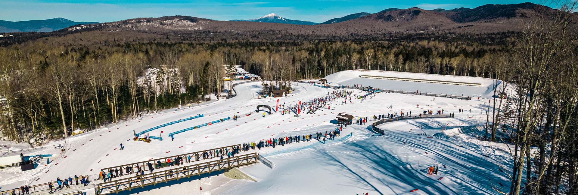 International Biathlon stadium view from a drone